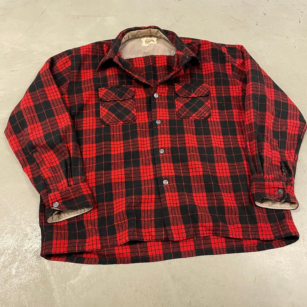 vintage 70s Kentfield Woodman flannel shirt jacket